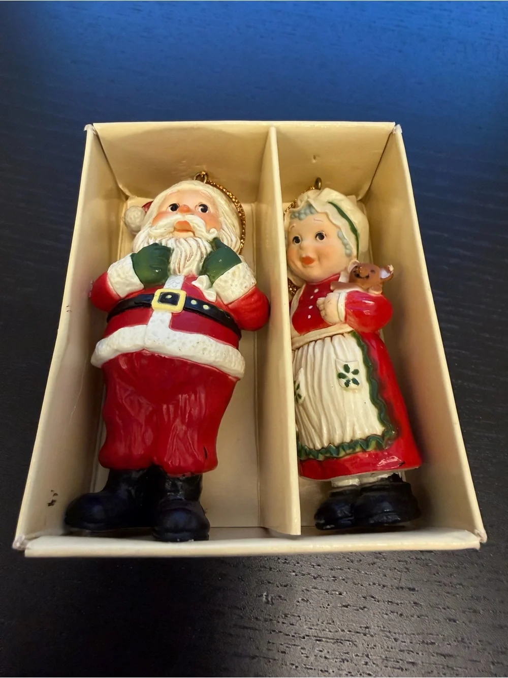 Vintage Holiday Memories Collector Santa & Mrs. Claus Holiday Ornaments